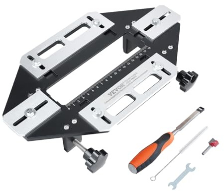 VEVOR Gabarit de Charnière Dissimulée 5x2 cm Gabarit de Perçage Gâche de Serrure en Alliage d'Aluminium Longueur Largeur Réglable Outil Pose Charnière pour Installation Porte Placard Meuble Menuiserie