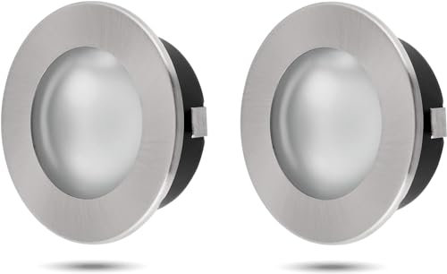 ADAKAT Confezione da 2 faretti da incasso in metallo G4 12 V, copertura in vetro