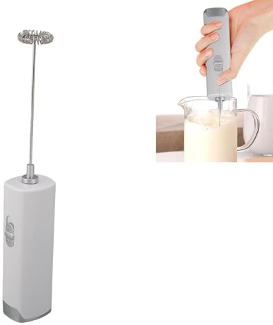 Mousseur à Lait électrique, Mousseur à Lait électrique Efficace, Fonctionnement Silencieux, Mousseur Portable sans Fil pour café latté et Chocolat Chaud (Blanc laiteux)