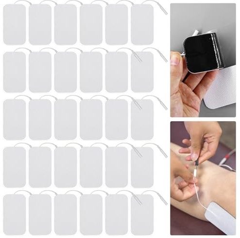 TENS Gerät Elektroden Pads, 30 Stücke 9X5cm Klebe Elektroden Pads für TENS EMS Geräte Trainer, Wiederverwendbar zur Linderung von Muskel, Rücken und Gelenkschmerzen Kompatibel mit den Meisten TENS