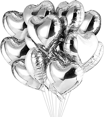 Herz Folienballon Silber 20 Stück,Herz Helium Luftballons,Heliumballon Herzen,Herzluftballons,Herzform Folienluftballon Herzballons Geeignet für Geburtstag Hochzeit Verlobung Brautdusche Valentinstag