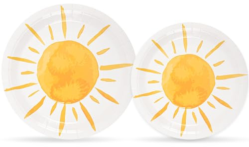Lot de 48 assiettes en carton jetables pour fête prénatale style bohème pour premier voyage autour du soleil