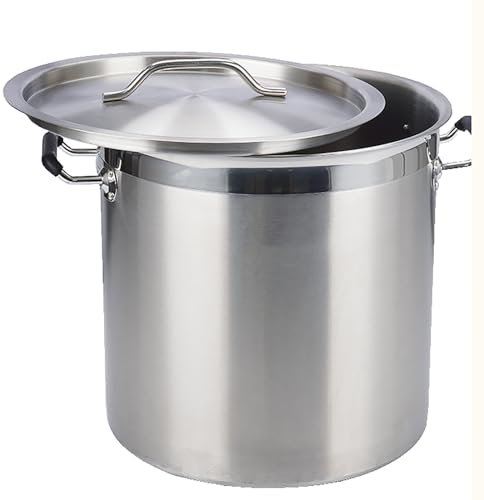 Suppentopf aus Edelstahl 304, verdickter großer Suppentopf mit Deckel for die Gastronomie, gewerbliche Nutzung for Gasherd/Induktionsherd (12,3 l – 98 l)(Size:33.6L)