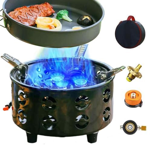 Fornello zaino portatile, antivento a 7 core, con forte potenza di fuoco, fornello portatile per escursioni e pic-nic