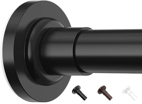 Yeabett Curtain Poles, 48-226cm Extendable Net Curtain Rod, Telescopic Curtain Pole for Bathroom or Windows, No Drilling, No Slip, No Rust, Black