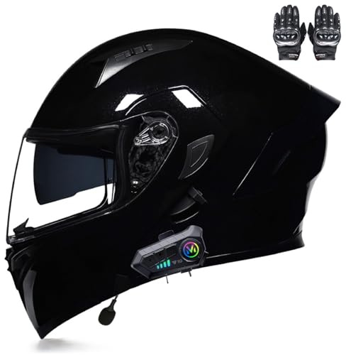 Beyswage Motorradhelm Klapphelme Integralhelm klappbar mit Bluetooth Doppelvisier, Herausnehmbares Futter, ECE-Zertifizierter Motorbike Helmets für Erwachsene Herren Damen M-XXL(55-62CM)