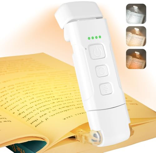 AMFUN Lampe de Lecture, Lampe Lecture au Lit, 3 Couleurs & 5 Niveaux de Luminosité Réglables, USB Rechargeable, pour Lecteurs de Livres, Enfants (Blanc)