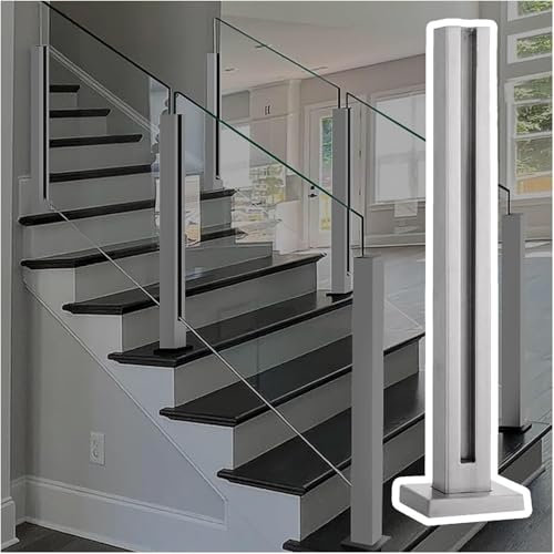 Palo per ringhiera in vetro in acciaio inox per interni ed esterni, altezza 60-105 cm, ringhiera in vetro, ringhiera, ringhiera, ringhiera, balcone, giardino, pannello in vetro morsetto