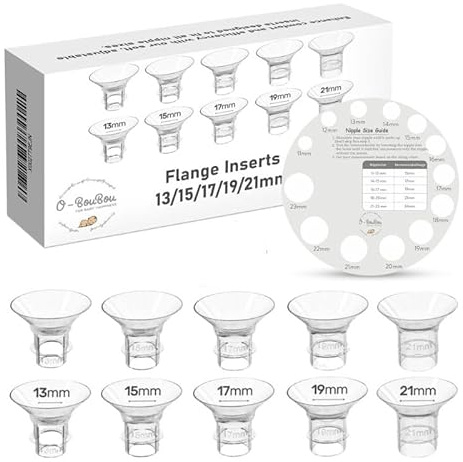 10 inserti flangiati BPA Free 13/15/17/19/21mm - Compatibile con lo scudo flangiato da 24mm Momcozy S9/S12 Pro M5 /Nullie/KISSBOBO/Medela/Philips/Bellababy- Con scheda di misurazione per capezzoli