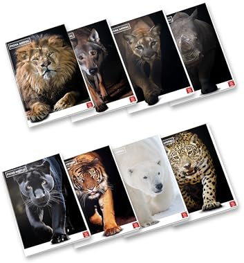 Pigna, Maxi Notizbuch Tier, A4 21x29,7 cm, 80 Seiten + Rand, 80 g/m² Papier, 4M innen, 4 mm quadratisch, Assorted Covers, 10 Stück.