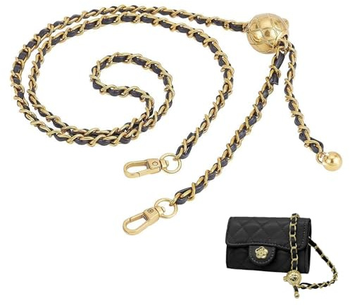 JOZMMZEOOA 120CM Taschengurt,Taschenkette Einstellbar Länge 50-120CM Schulterriemen für Taschen Mode Taschenriemen Zubehör Schulterriemen Taschenhenkel,für Dazu Passend Geldbörse Rucksack (Schwarz)