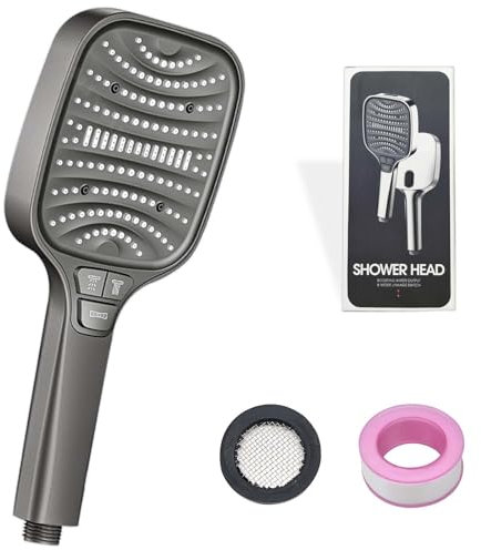 Alcachofa de ducha con 8 tipos de chorro y función de parada, alcachofa de ducha de lluvia grande, alcachofa de ducha de lluvia, alcachofa de mano, cabezal de ducha ahorro, cabezal de ducha de ahorro