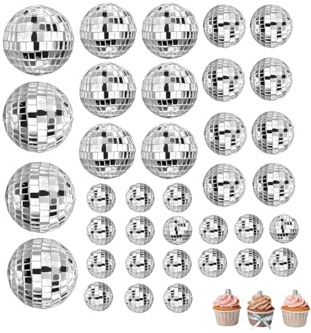 35 Pcs unique design Ball Cake Decorations, 4 Sizes birthday cake decorations, suitable for Both Large Sized Birthday Cakes and Compact Cupcakes Ball Decorationss ﻿