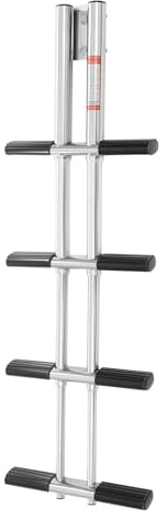 Scaletta da bagno telescopica in acciaio inox, a 4 livelli, pieghevole, per barche, yacht, piscine, capacità massima di carico 408 kg, facile da montare e trasportare