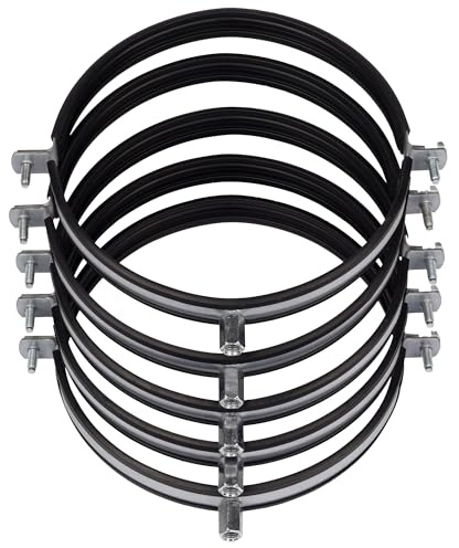 Pack 5 Abrazaderas metálicas para tubo, metálica Isofonicas | abrazadera de acero | grandes diámetros | abrazadera para pared tubos con tornillo (5, 200mm)