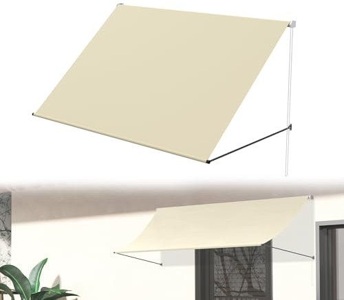 Suusolny Sonnenschutz Markise 200x145 cm – Einziehbare Fallarmmarkise aus Stahl – UV-Schutz & Wetterfest Fenstermarkise Ideal für Garten, Balkon (Beige)
