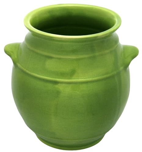 Cleminson Hand-Dipped Ceramic Utensil Jar | Artisan Kitchen Utensil Holder | Made in Spain | Stylish Cutlery Pot Organiser | Rustic Farmhouse Crock for Spoons, Spatulas, Whisks (Lime Green Dipped)