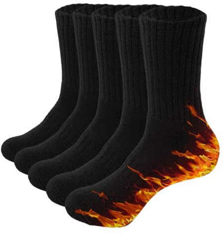 Josnown Calcetines Deporte Hombre, 5 Pares Calcetines Hombre Invierno, Termicos Cómodo Amortiguación para Running Ciclismo Trekking Senderismo, Talla 39-45