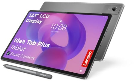 Lenovo Idea Tab Plus Tablette | Écran LCD 12,1 2,5K | 16:10 | MediaTek Dimensity 6400 | Carte Graphique Bras intégré Mali-G57 | 8 Go de RAM | Mémoire 128 Go | Android 15 | Couleur Gris Luna | avec