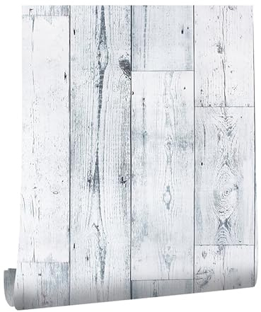 ICYEHAO Papel Pintado Autoadhesivo Madera Blanca, 44.5 x 500 cm Vinilo Adhesivo Muebles Madera Papel Tapiz Maderas Vinilo Adhesivo para Muebles,Armarios,Libreria,Sala de Estar, Dormitorio,Baño,Cocina