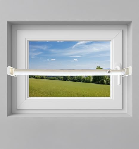 Fenstersicherung 1-fach mit Kippfunktion – Einbruchschutz Teleskopstange mit Druckschloss | Edelstahl oder Weiß | Länge 600–3200 mm | Sicherungsstange für Fenster & Türen (Weiß, 1800-3200mm)