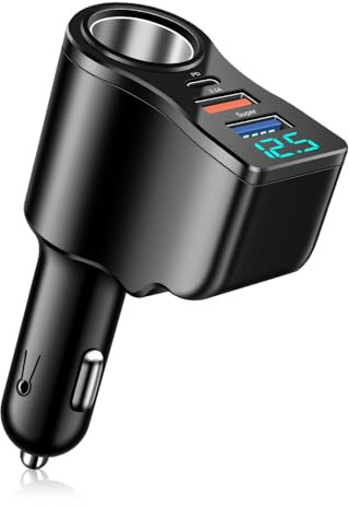 4 in 1 Auto Cigarette Lighter USB Splitter, 30 W PD&QC3.0 Car Charger, 12 V/24 V, ricarica rapida USB, adattatore per cellulare, tablet, GPS, Dash Cam