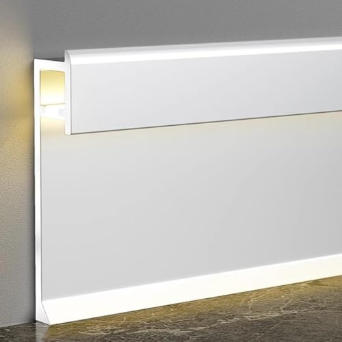 Plinthe Métallique LED En Aluminium, Plinthe Murale LED En Aluminium, Moulure De Recouvrement, Plinthe, Spot Encastré Avec Transformateur(Matte silver,1m/3.3ft)