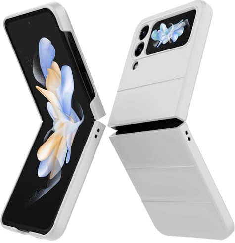 BonYonka Hülle Kompatibel mit Samsung Galaxy Z Flip 4, Hard PC Stoßfest Schutzhülle Kratzfest Rugged Cover, Rundumschutz Schutzhülle mit Kameraschutz, Weiß