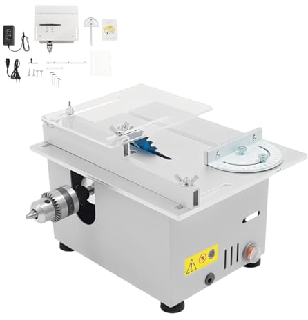 Mini sega circolare da tavolo, sega circolare da tavolo 96W, 7 velocità, profondità di taglio regolabile 0-29mm, regolabile a 180°, diametro della lama 110mm, 4000-9000 giri/min per taglio e