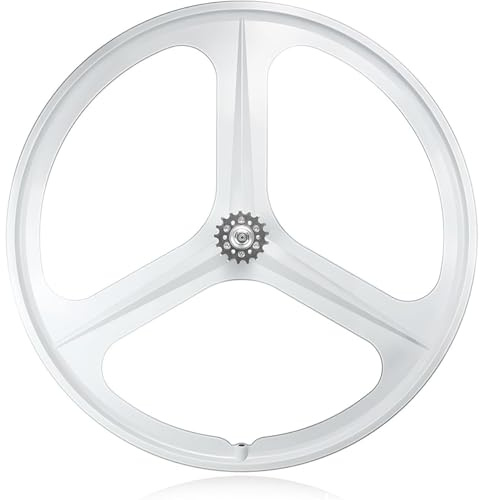 700C Fixed Gear Fahrrad-Laufradsatz 3 Speichen Bahnrad Fahrrad Vorderrad Hinterrad Laufräder V-Bremse Durchgehende Achse 100/120 Mm Fahrrad Felge 27 Mm Breite Naben(Bianco,Rear)