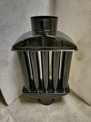 Avgasvärmeväxlare, varmluftsväxlare, rökgaskylare, radiator, svart, rökrör, ugnsrör, kaminrör, spara energi, enkel rengöring, enkel installation, avgasrör, 5 rör, spröt, av stålplåt (ø 130 mm)