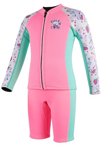 wueiooskj Kids Wetsuits Children Wetsuit Girls Diving Suits Neoprene Swimming Suit Built In Sun Kids Wetsuits Is Made Of Neoprene And Nylon .Stretchy Swimsuit