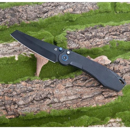 SAMFUNG Coltello tascabile pieghevole, lama in acciaio D2 impugnatura in G10, coltello EDC da tasca per il trasporto quotidiano, escursionismo, regali all'aperto (Black Titanium Plating Blade)