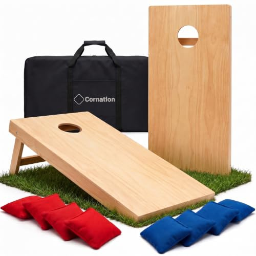 Cornation Cornhole Set aus Holz - Hochwertiges Outdoor Wurfspiel für Garten & Freunde - inkl. 8 Bags & Tragetasche - Cornhole Spiel Outdoor für Erwachsene & Kinder