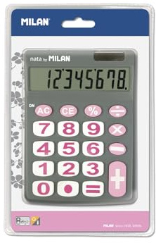 Milan 151708GBL - Calculadora, 8 dígitos, color gris y rosa