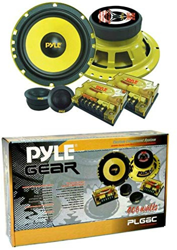 Pyle 1 kit 2 Wege PLG6C Lautsprecher 6,5 16,5 cm 200 watt rms und 400 watt max impedanz 4 ohm mit woofer hochtöner und Crossover, gelbe Farbe, 1 kit