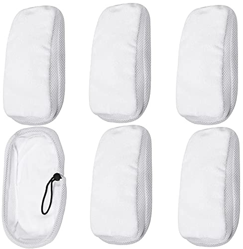 SPARES2GO Hard Floor Cleaning Cloth Pads Compatible with Morphy Richards 720022 12 in 1 Steam Cleaner Mop (Pack of 6)
