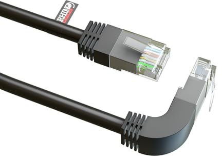 rhinocables RJ45 Network Cable Straight to Right Angle UP 90 Degree CAT5e Ethernet Network Lead (0.50m)