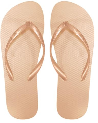 SUGAR ISLAND® Unisex Ladies Girls Mens Summer Beach FLIP Flop Pool SHOES-APRICOTGOLD-5/6