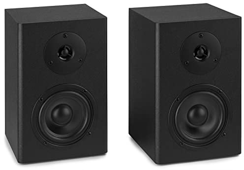 Vonyx SM40 Set di Diffusori Attivi Studio Monitor - Diffusore a 2 vie, Potenza: 100 Watt max. (2 x 50 Watt), Subwoofer da 4, Tweeter da 1, MDF, Controllo Bassi e Alti, Design Elegante, Nero