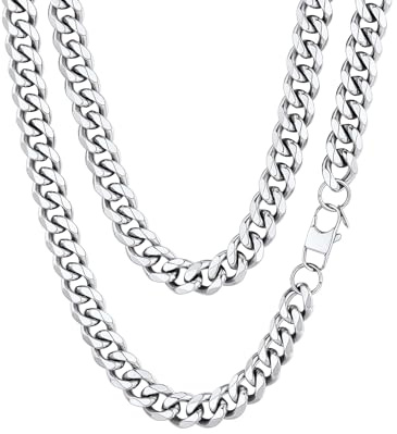ChainsHouse Männer Kette 12mm Panzerkette Edelstahl Halskette Herren Edelstahlkette Mann Kubanische Kette Herren Gliederkette 55cm Halskette ohne Anhänger Punk Halsschmuck Modeschmuck für Freund