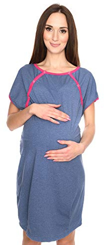 MijaCulture 3-i-1 födelseklänning amningströja mammanattlinne 4123, Melange jeans, S