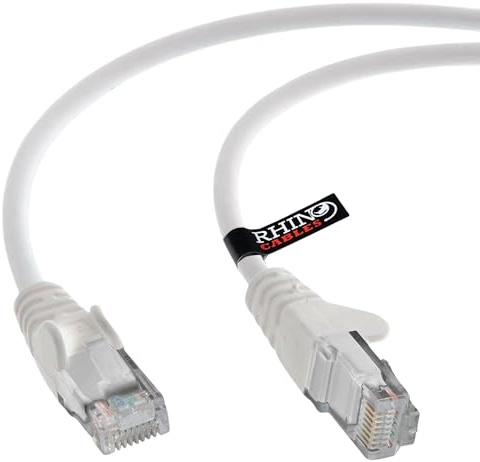 rhinocables CAT 6 High-Speed Gigabit Ethernet Cable - Patch Network Lead for LAN| Snagless UTP With LSZH Jacket | RJ45 Connector - Internet, Router, Modem, Smart TV, PC & More (6m, White, Pack of 1)