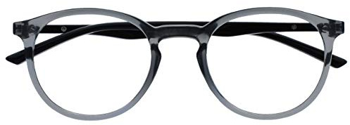 OPULIZE MET Blue Light Blocking Reading Glasses for Women Men, Slim Round Frame with Scratch Resistant and Spring Hinges, Computer Glasses with Anti-Reflective, Grey +0 (Pack of 1)
