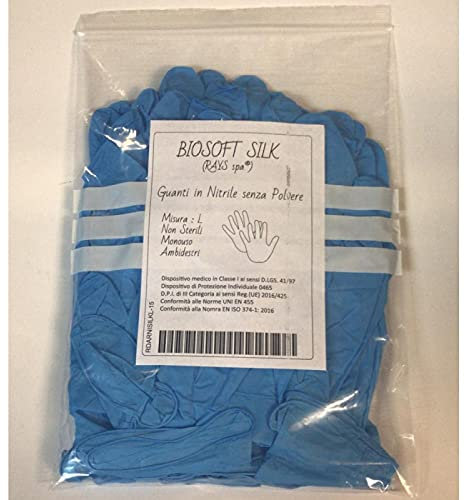 Biosoft Silk Guanti In Nitrile Senza Polvere Monouso Ambidestri Taglia L 30pz
