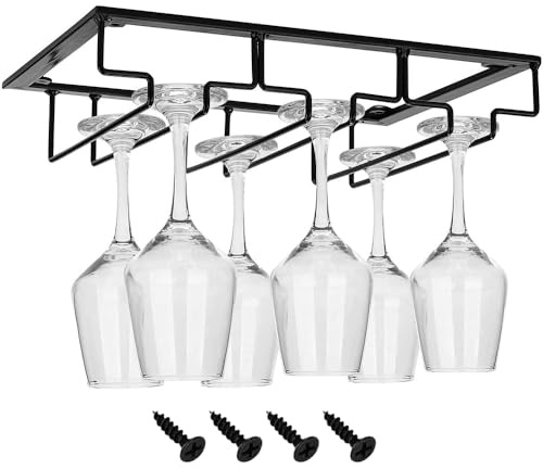 Hachera Utomhus vinglashållare, svart vinglas, hängd glashållare, vinglashållare, stämpelställ, glashållare rostfritt stål, för kök bar restaurang 30 cm, svart