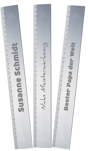 Lineal aus Aluminium 30 cm personalisiert mit Gravur - Messwerkzeug Metall | Zeichenbedarf, Bürobedarf, Schulbedarf, Anreißwerkzeug, stabil, genau, langlebig, Schule, Zeichnung