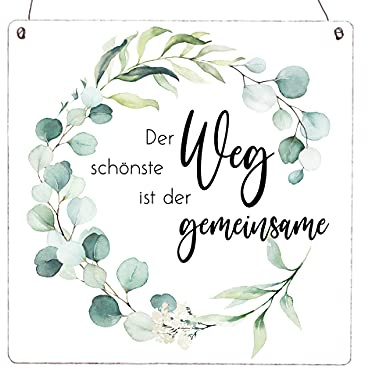 Interluxe Holzschild XL - Der schönste Weg ist der gemeinsame - Eukalyptus - Geschenk für Paare, Hochzeit, Ehe, Verlobung, Freunde, Familie