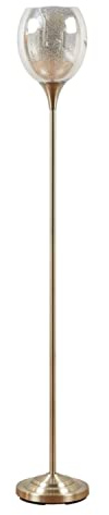 Ink+Ivy Bellow Floor Lamp for Living Room - Metal Pedestal Stand Antiqued Finished, Shimmering Mercury Glass Shade, Modern Vintage Bedroom Lamp, Polarized Cord, Foot Swtich, 67 H, Antique Brass