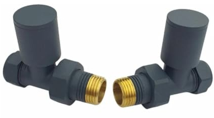 Manissa Anthracite Straight Towel Rail Valves 1/2 /15mm Radiator Valves